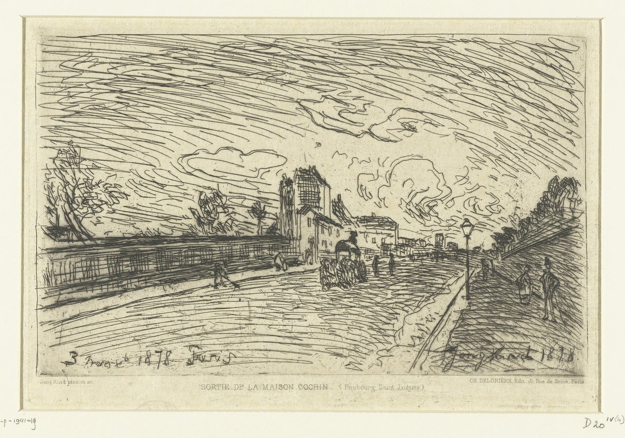 Ausgang des Krankenhauses Cochin (Faubourg Saint-Jacques, Paris) von Johan Barthold Jongkind