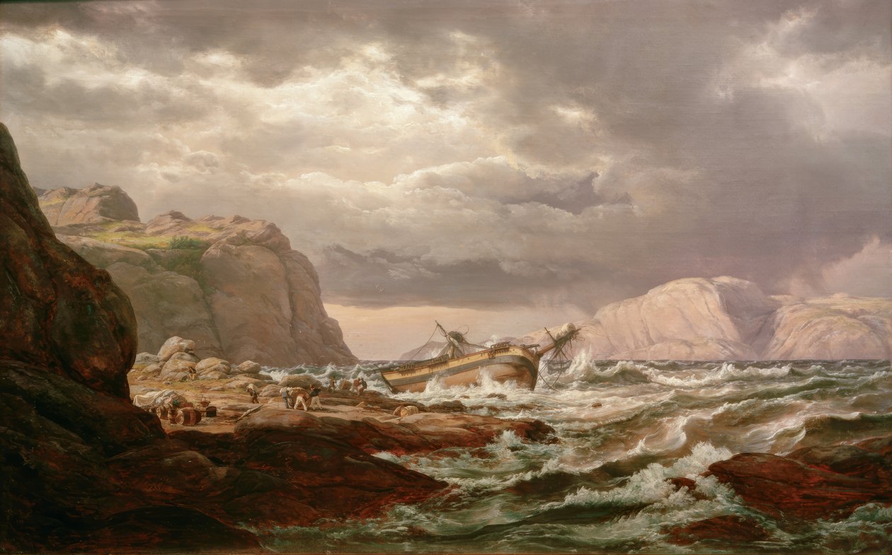 Gestrandetes Schiff an der norwegischen Küste von Johan Christian Dahl