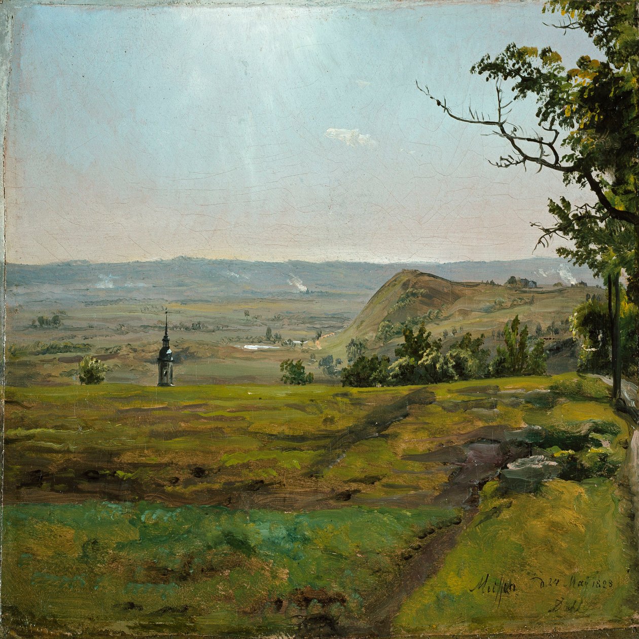 Grüne Felder bei Meißen. Studie von Johan Christian Dahl
