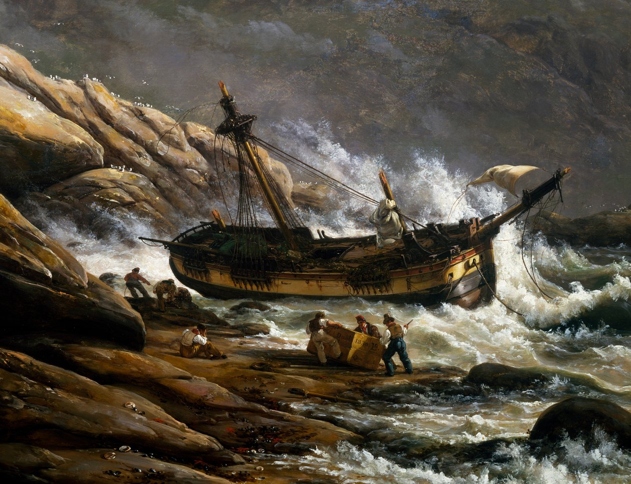 Schiffswrack an der norwegischen Küste (Detail) von Johan Christian Dahl