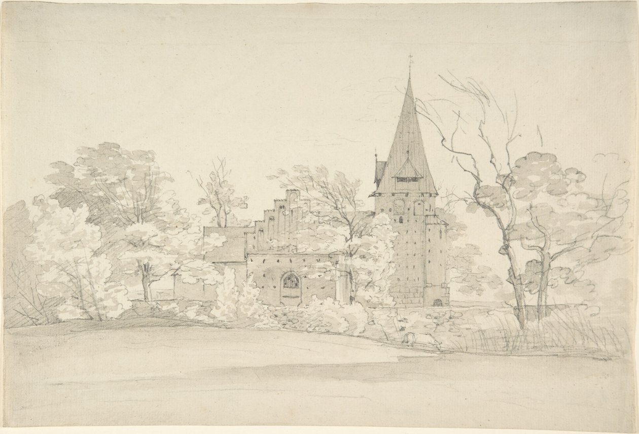 Die Kirche von Aller im Sønderjyllands Amt (Dänemark), von Norden gesehen von Johan Christian Dahl