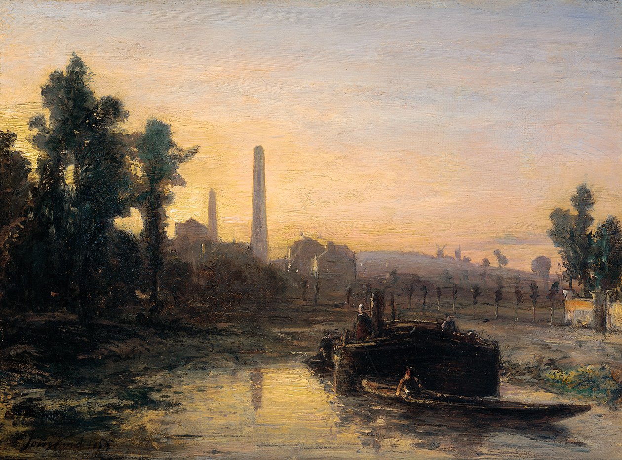 Flussansicht in Frankreich, möglicherweise in der Nähe von Pontoise von Johan Jongkind