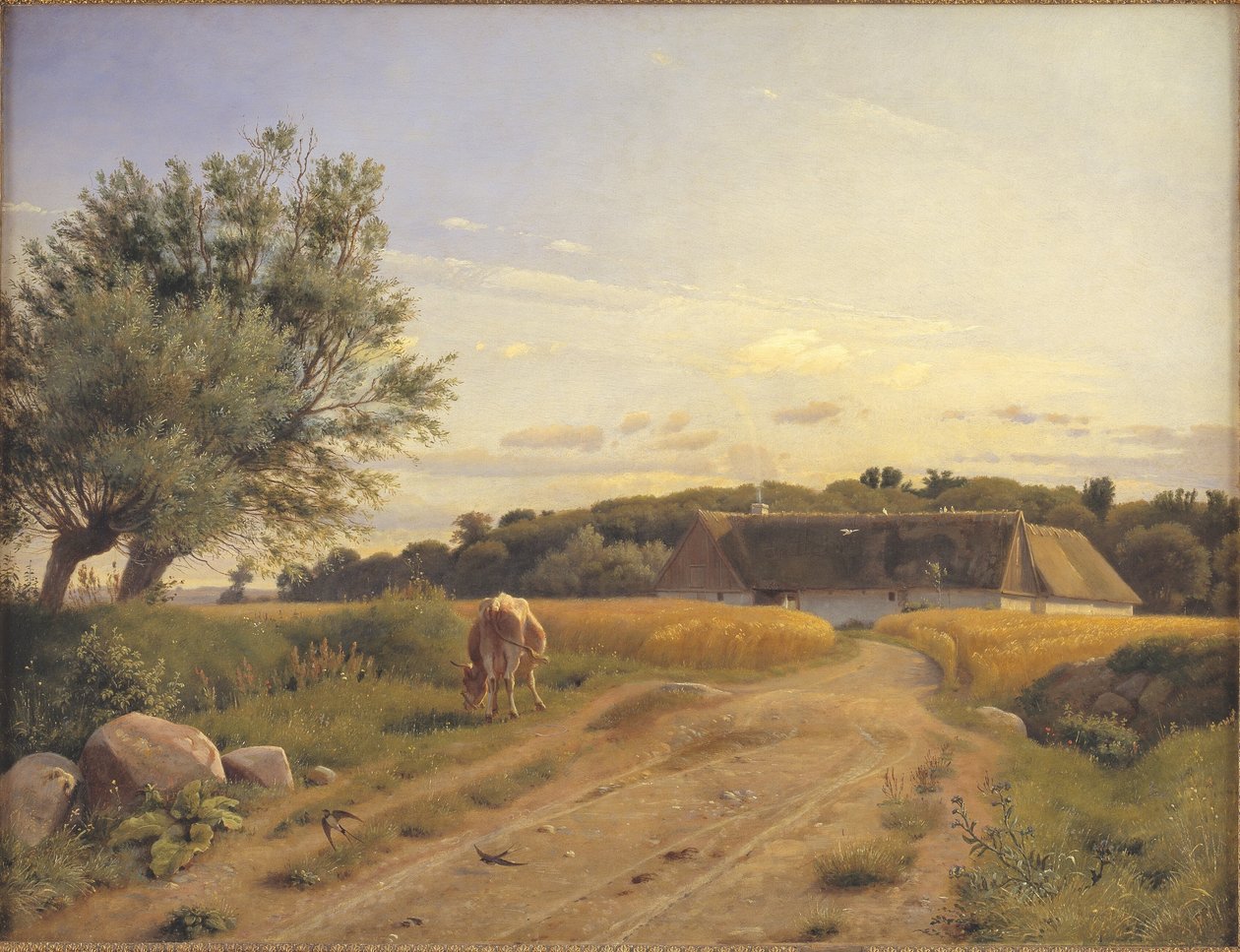 Ein Gehöft bei Lodskov nahe dem Gutshof Vognserup, Seeland von Johan Thomas Lundbye