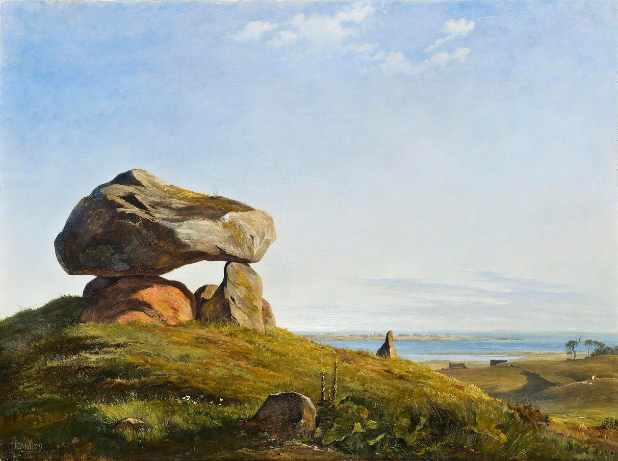 Ein prähistorischer Grabhügel bei Raklev auf Refsnæs von Johan Thomas Lundbye