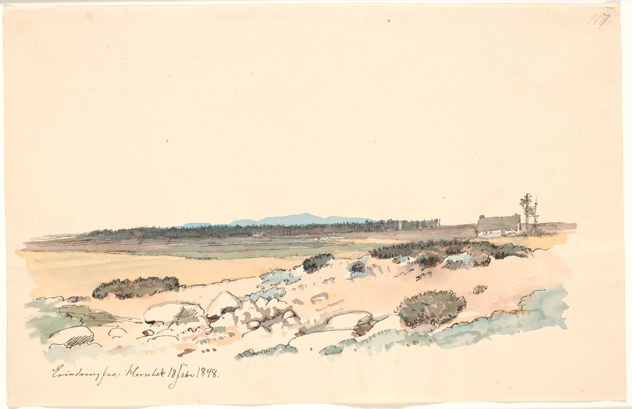 Landschaft von Hornbæk mit der Plantage und Kullen im Hintergrund von Johan Thomas Lundbye