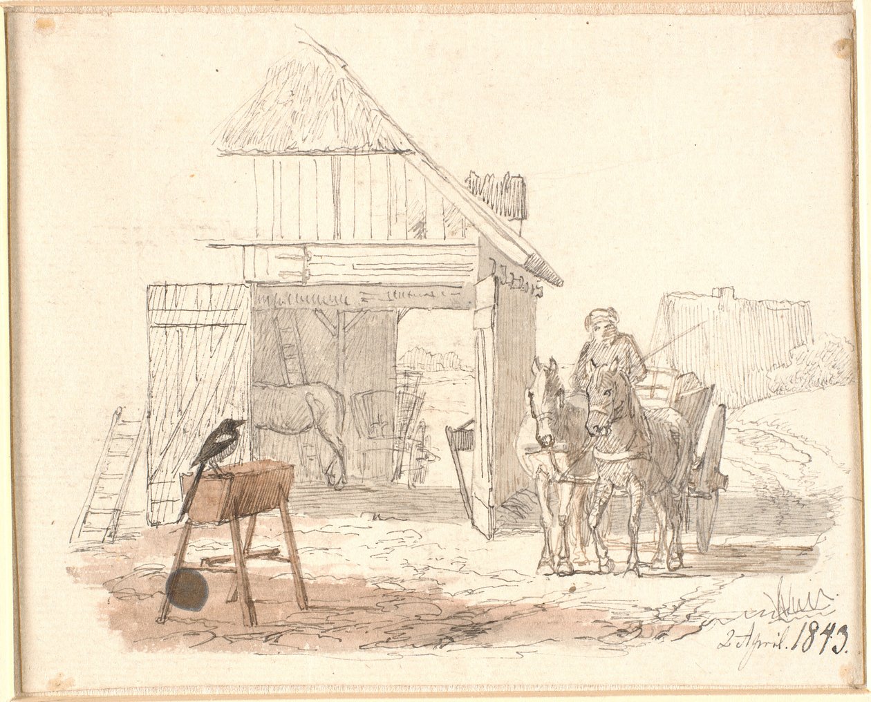 Die Elster. Illustration zu Kaalunds "Fabeln für Kinder". Siehe Kommentar aus dem Arkatalog. von Johan Thomas Lundbye