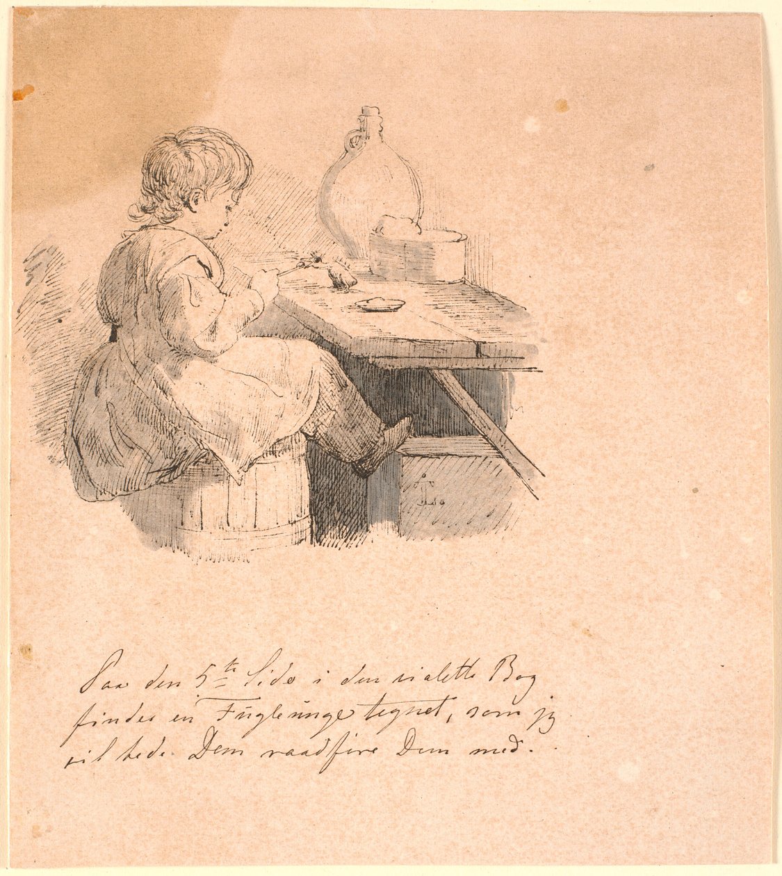 Der Spatz. Illustration zu Kaalunds "Fabeln für Kinder". Siehe Kommentar aus dem Arkatalog. von Johan Thomas Lundbye