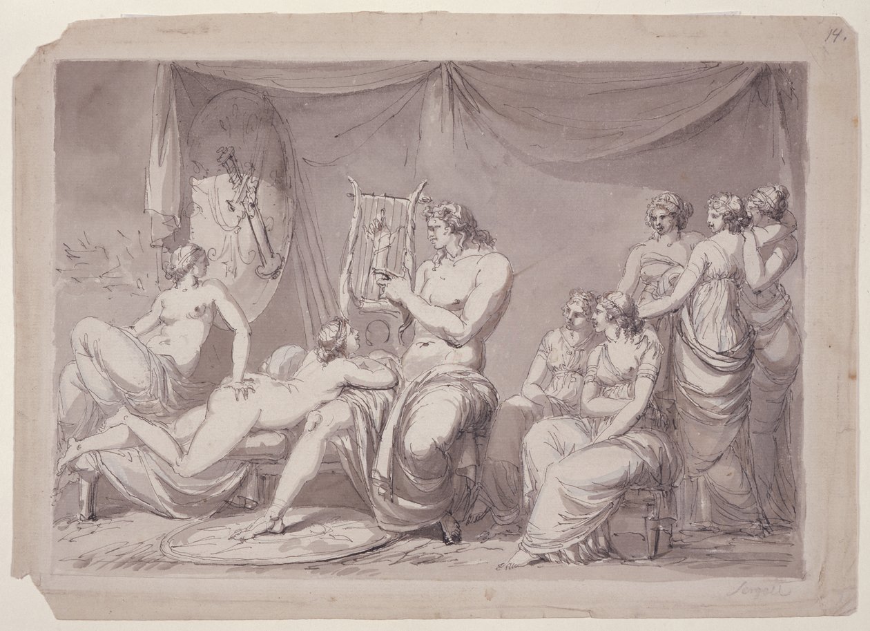 Achilles in seinem Zelt mit Gefangenen von Johan Tobias Sergell