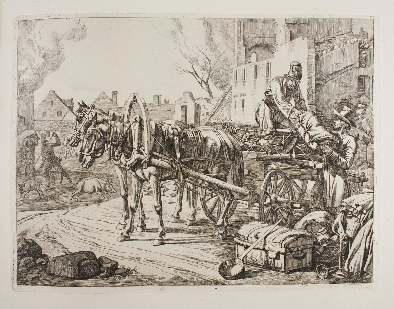 Kosaken plündern in einer Stadt von Johann Adam Klein