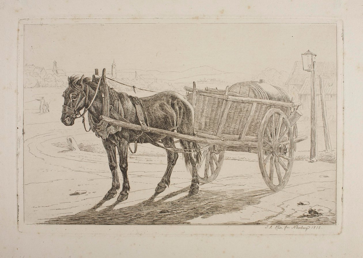 Pferd, das einen Bierwagen zieht von Johann Adam Klein