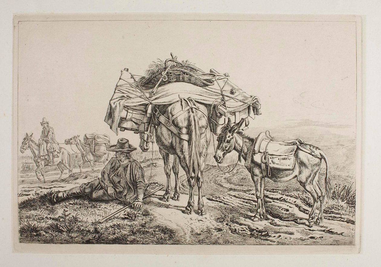 Beladener Maultier in der Campagne von Johann Adam Klein