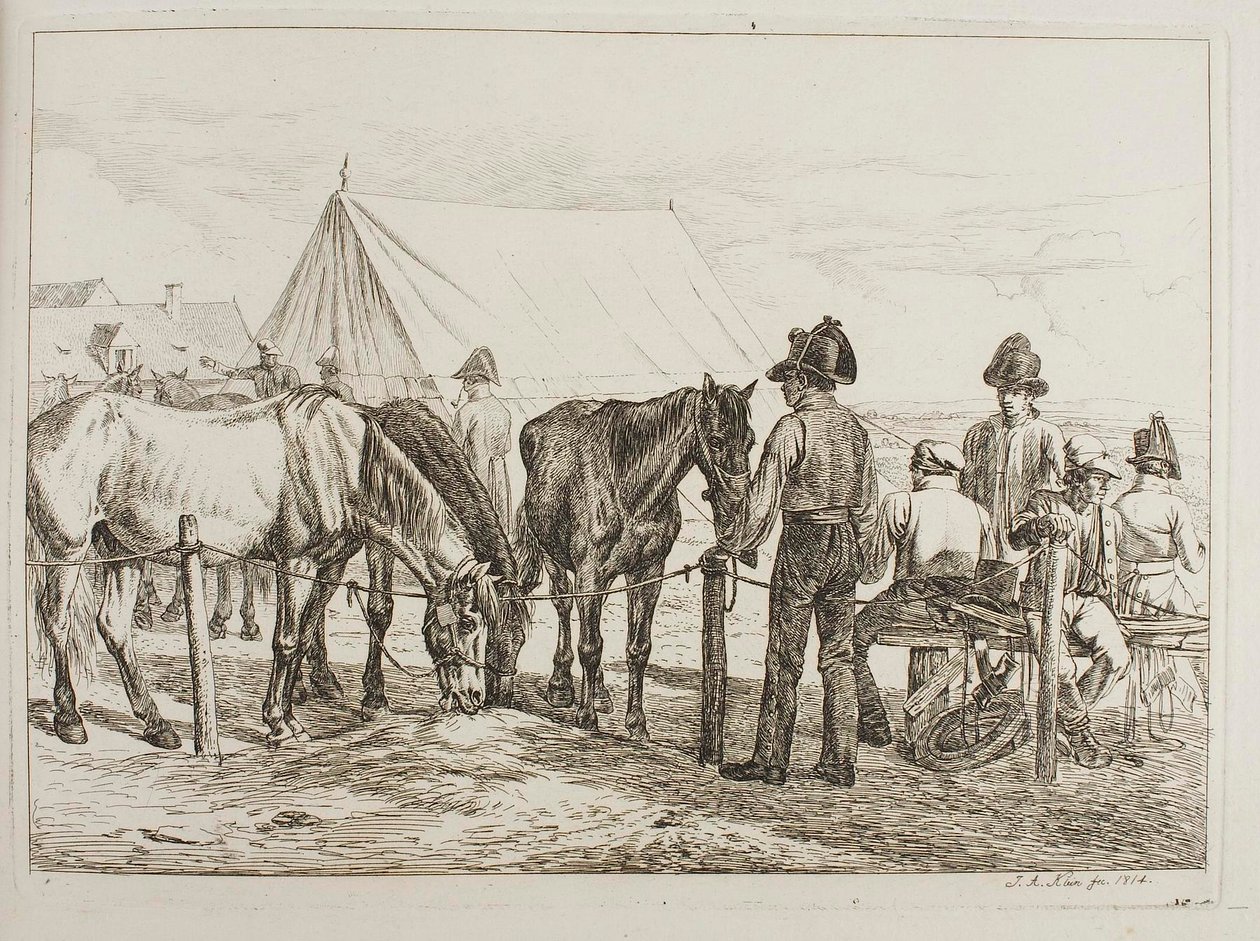 Soldaten in einem Militärlager von Johann Adam Klein