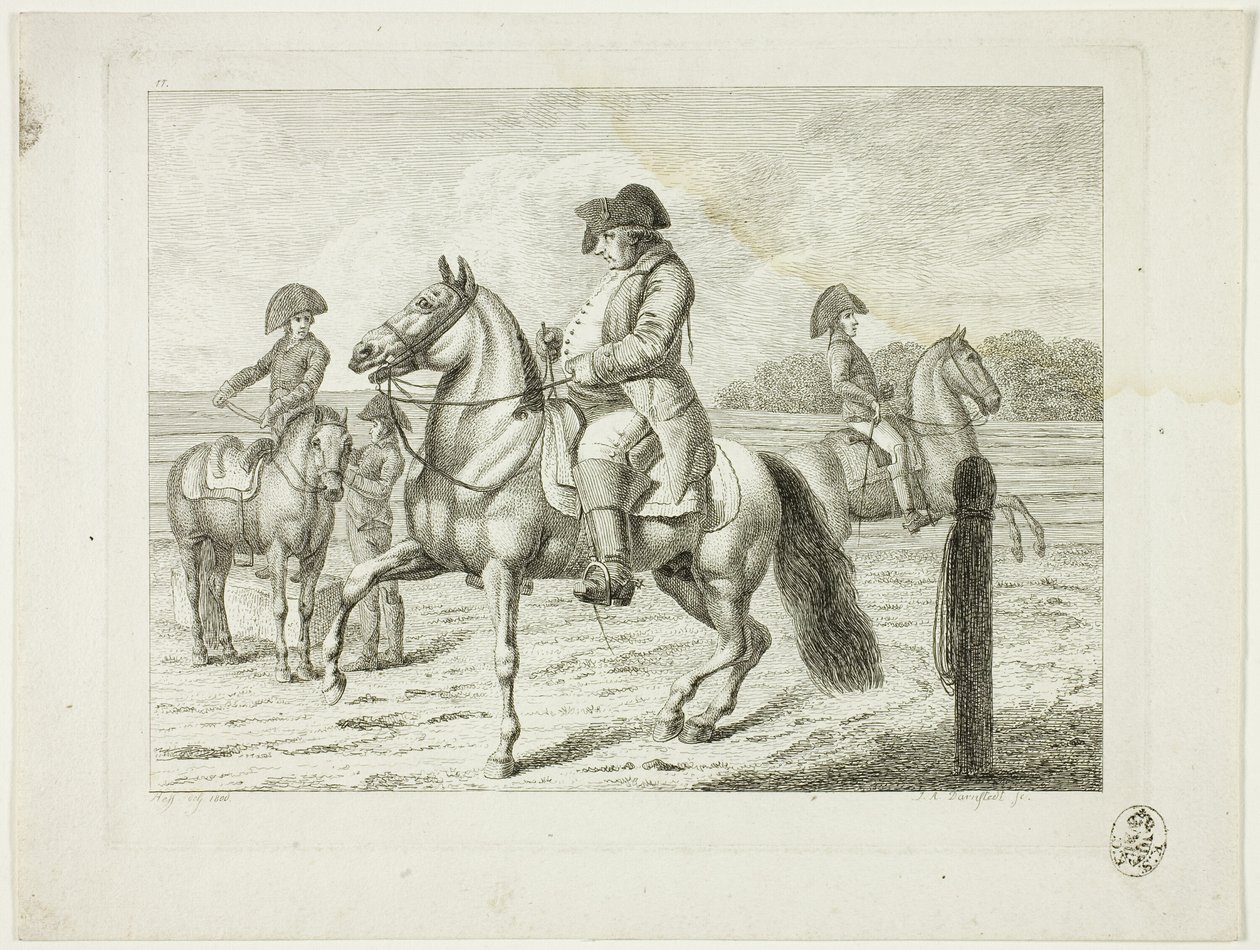 Reitschule und Pferde von Johann Adolph Darnstedt