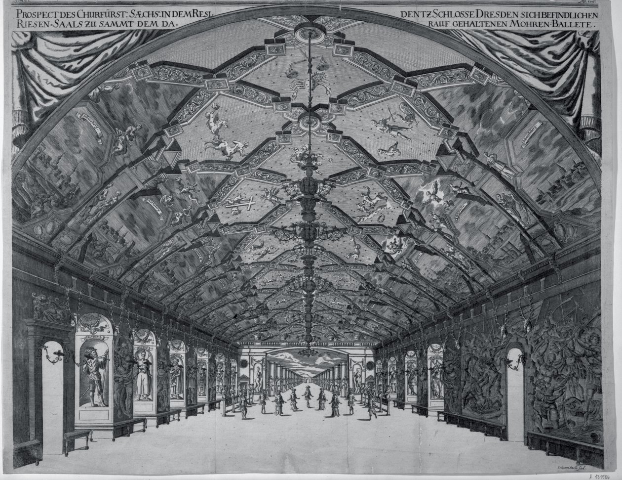 Die Riesenhalle mit dem maurischen Ballett in Dresden im Jahr 1678 von Johann Atzelt