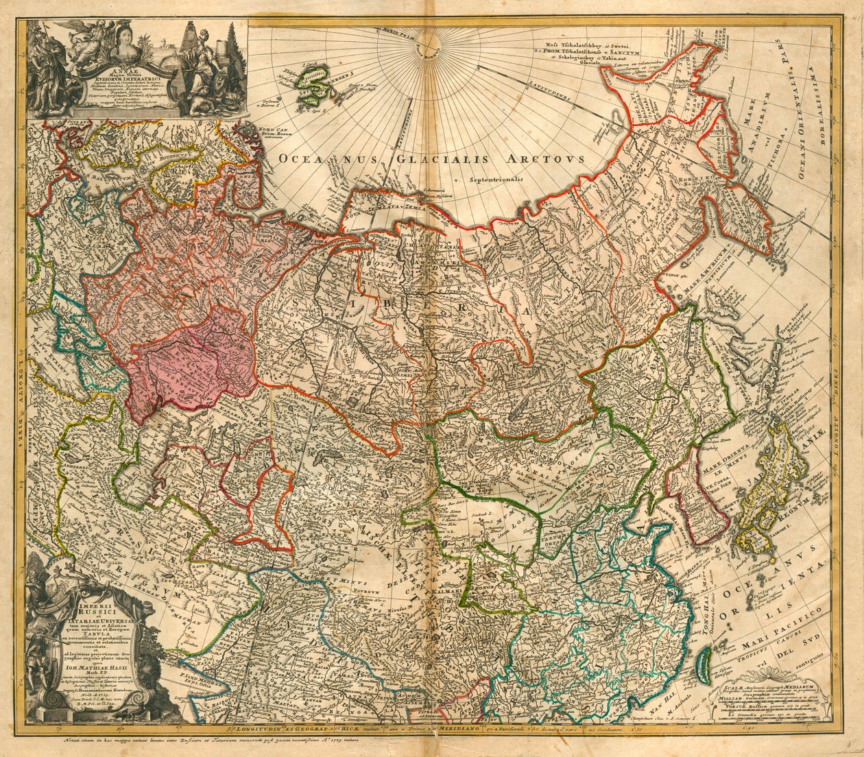 Karte von Russland aus: Imperii Russici et Tartariae universae tam majoris et Asiaticae quam minoris et von Johann Baptista Homann