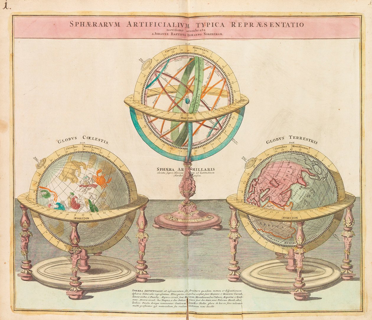 Die Globen aus dem Großen Atlas der ganzen Welt von Johann Baptista Homann