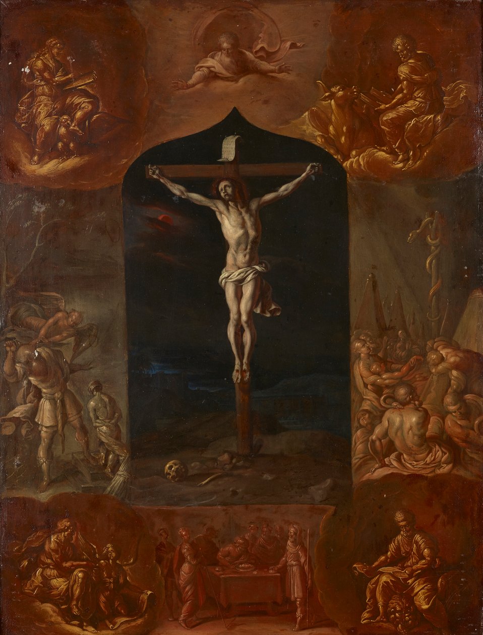 Der gekreuzigte Jesus und sieben biblische Szenen von Johann Carl von Reslfeld