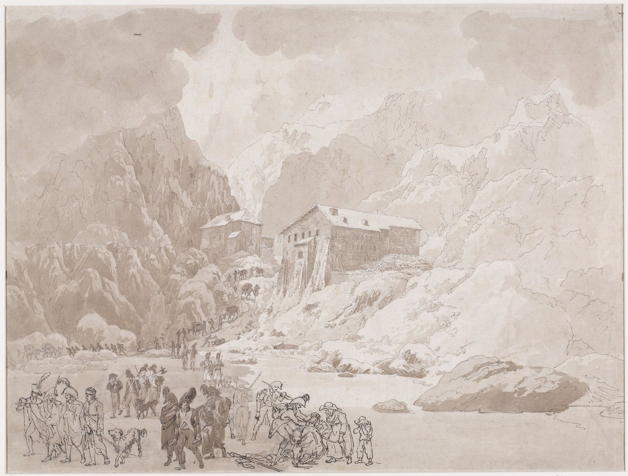 Durchmarsch von Soldaten am St. Bernhard von Johann Christian Ernst Müller