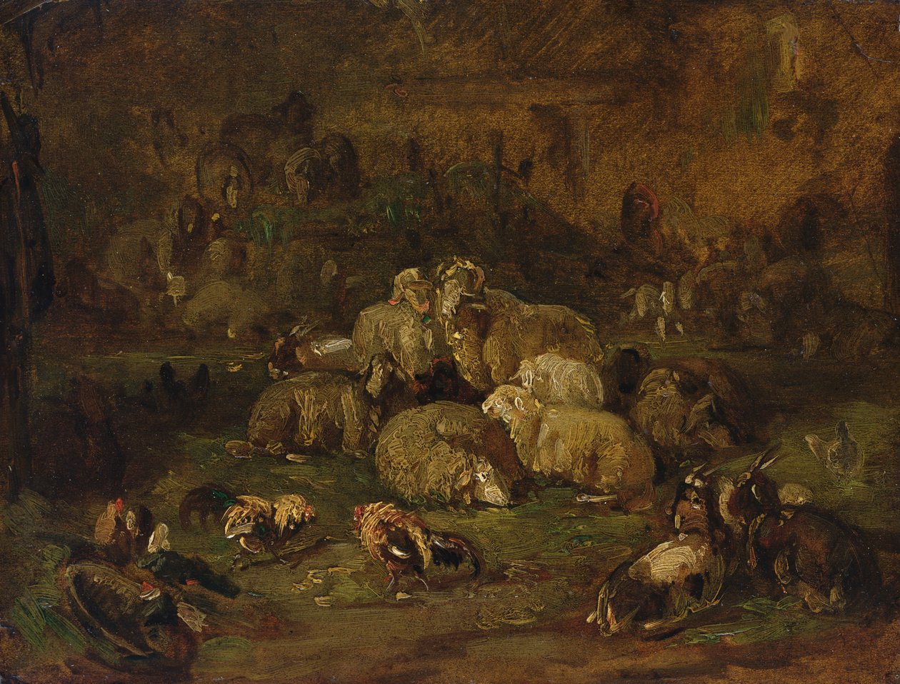 Schafe, Ziegen und Hühner von Johann Christian Reinhardt