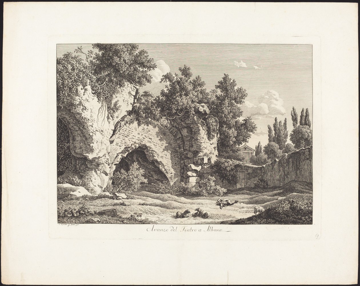 Überreste des Theaters in Albano von Johann Christian Reinhart