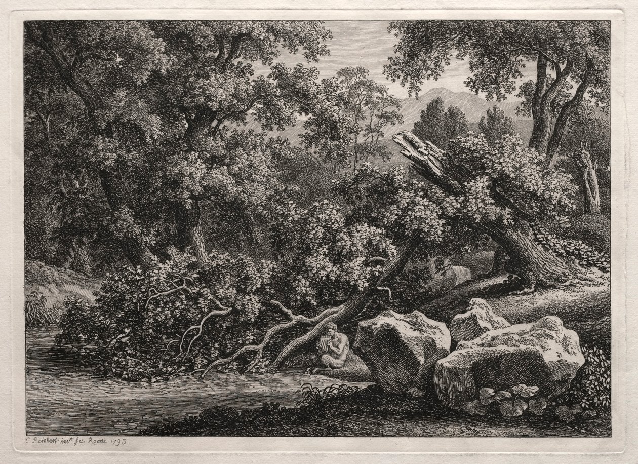 Heroische Landschaft: Der Satyr spielt die Flöte von Johann Christian Reinhart