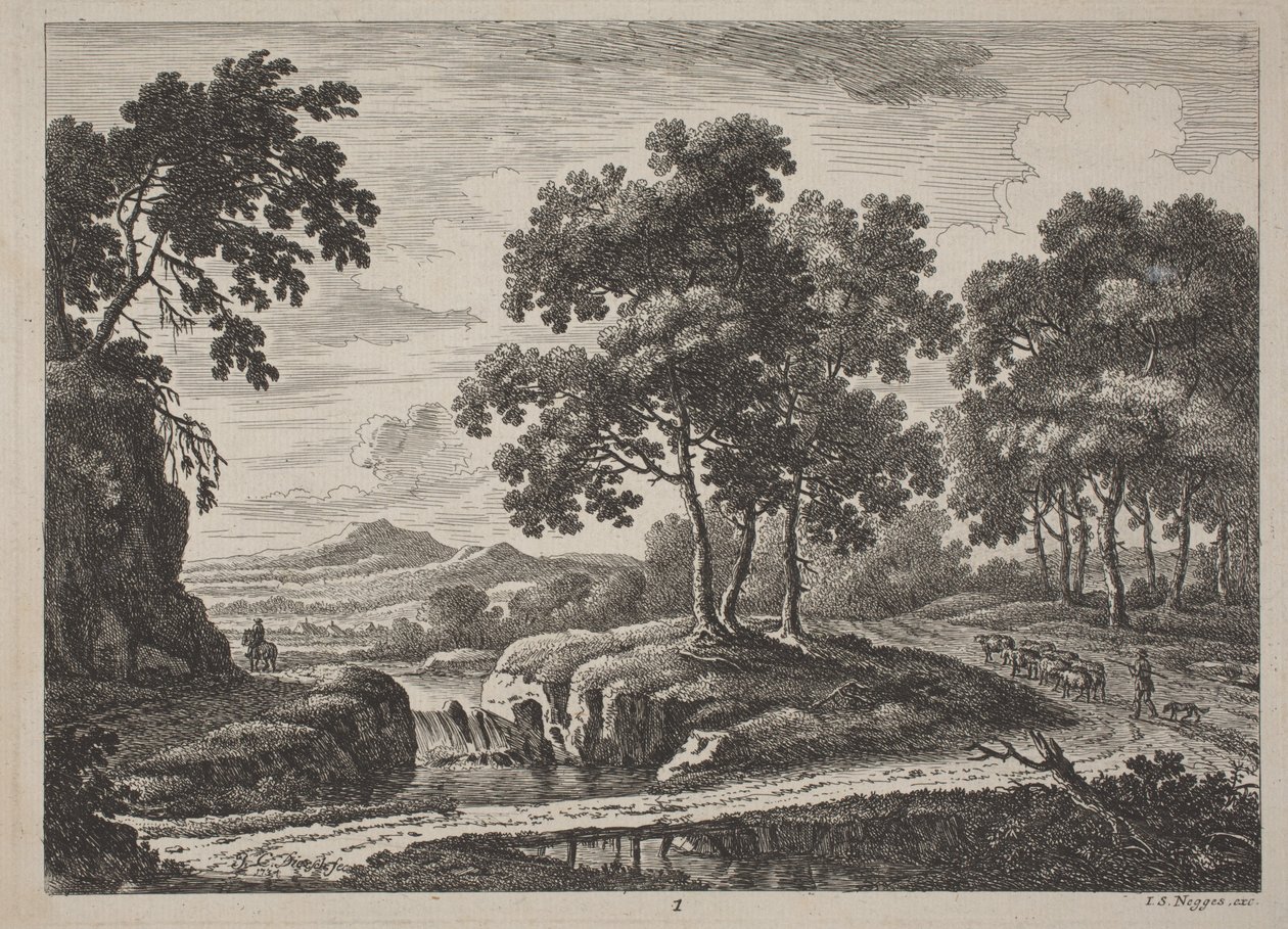 Panoramische Flusslandschaften mit Reisenden, 1734 von Johann Christoph Dietzsch