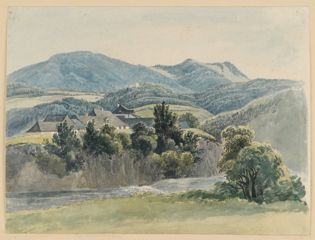 Fluss- und Gebirgslandschaft bei Glocknitz von Johann Christoph Erhard
