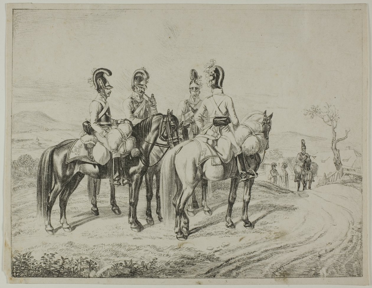 Vier Kürassiere auf einem Abhang von Johann Christoph Erhard
