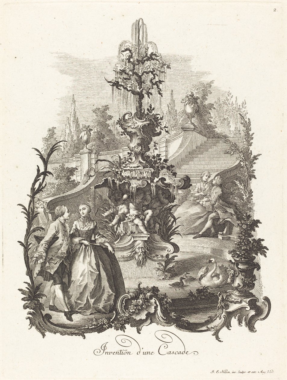 Entwurf für einen Wasserfall von Johann Esaias Nilson