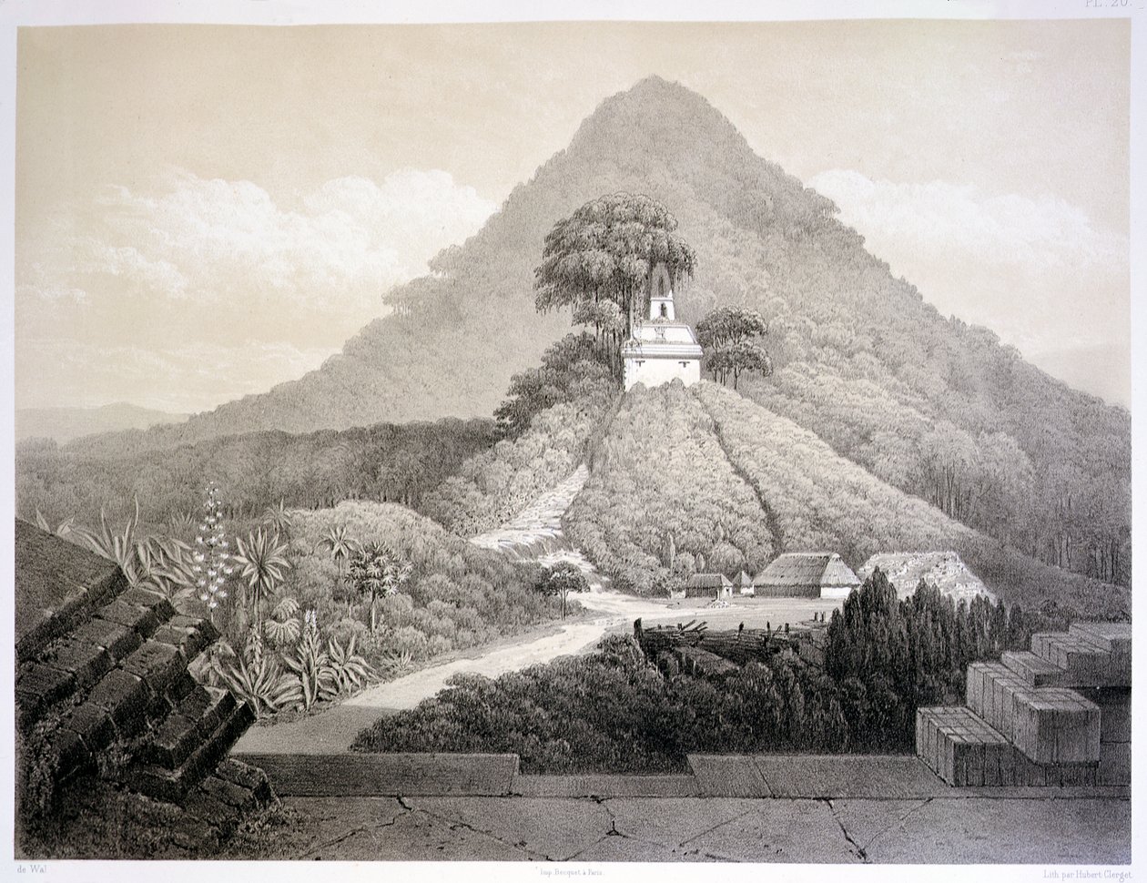 Malerische Ansicht am Tempel des Kreuzes, Palenque, Tafel 20 aus 