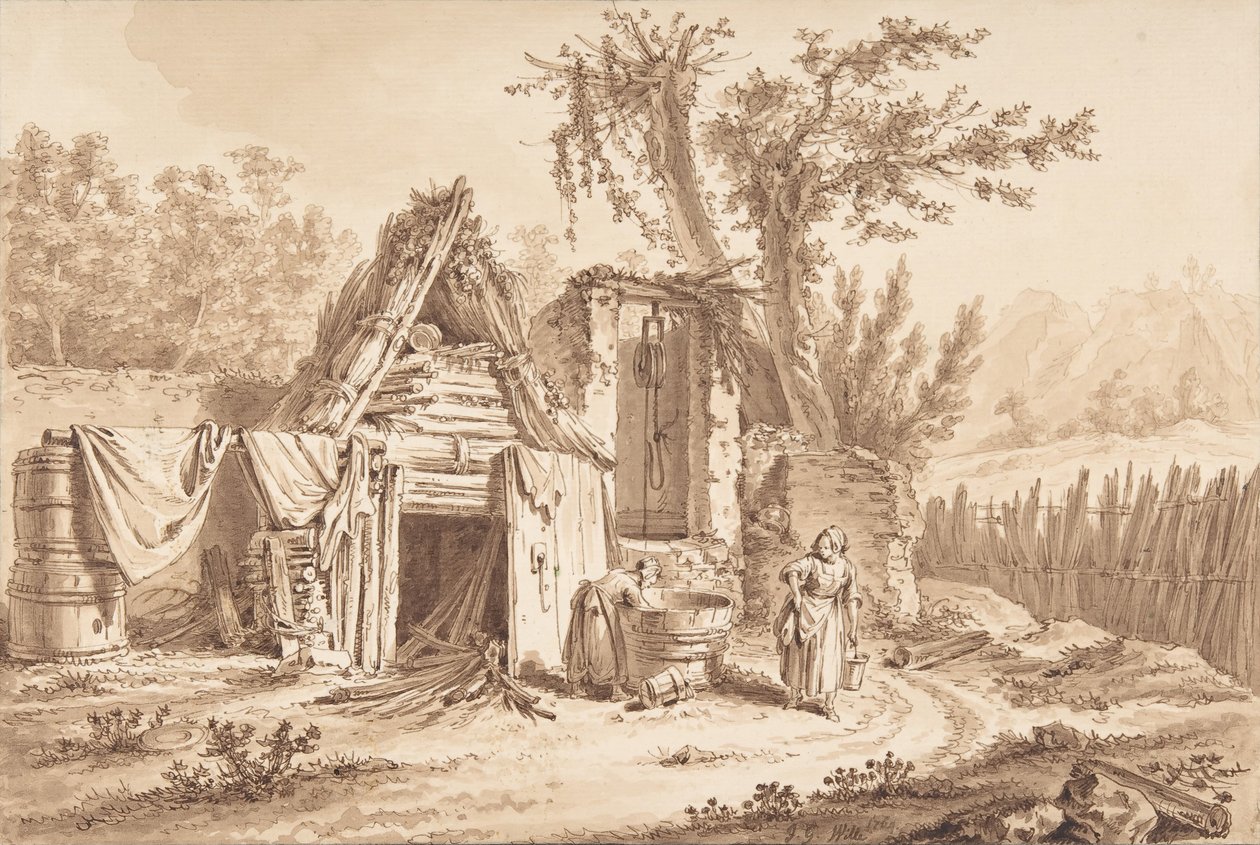Wäscherinnen vor einem Cottage, 1769 von Johann Georg Wille