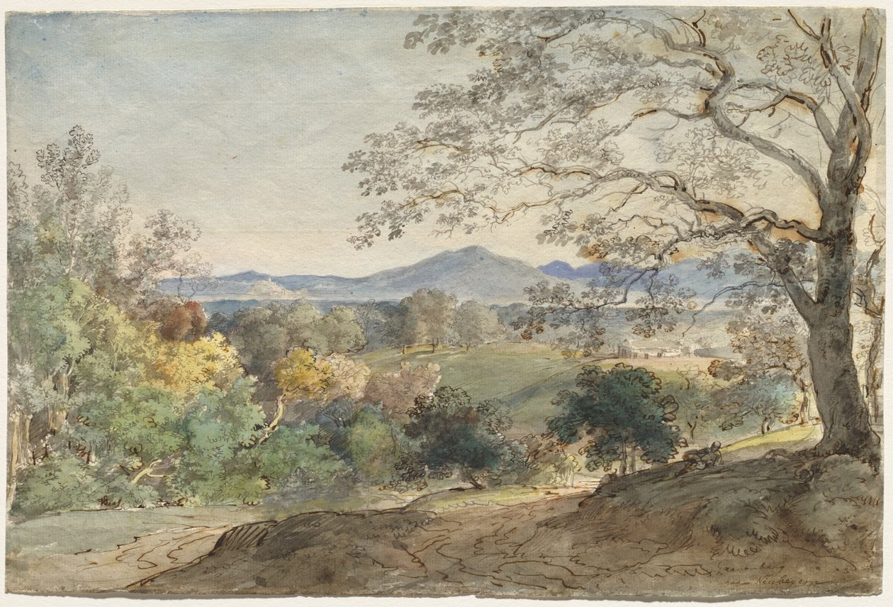 Blick über das Inntal zu den Alpen und Neubeuern von Johann Georg von Dillis