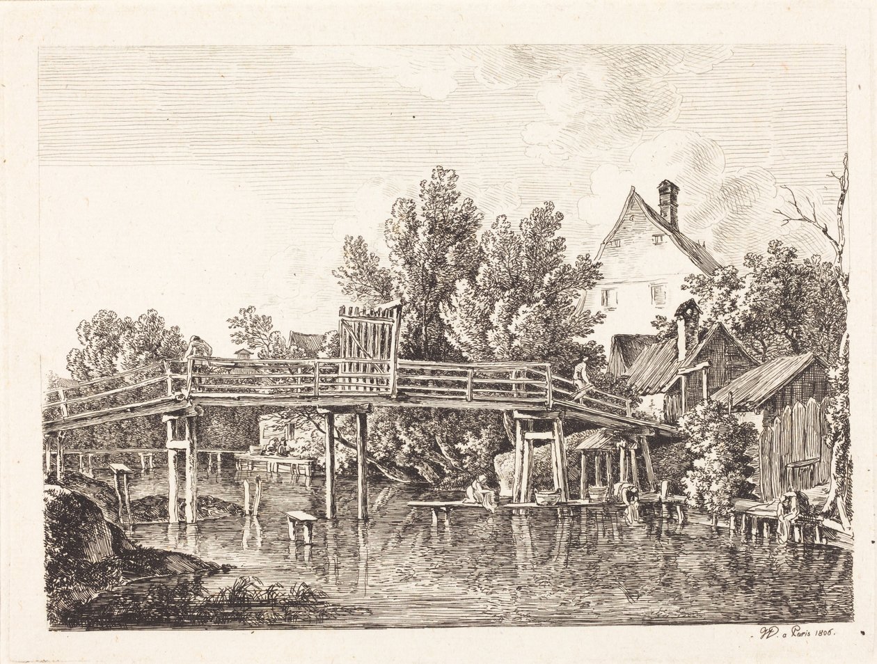Der kleine Isarsteg von Johann Georg von Dillis
