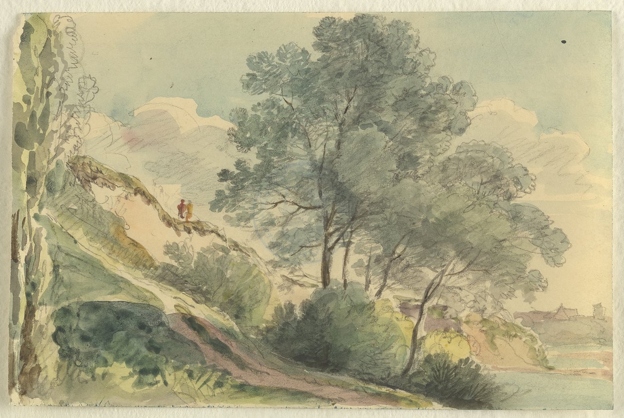 Isarhang mit Bäumen von Johann Georg von Dillis