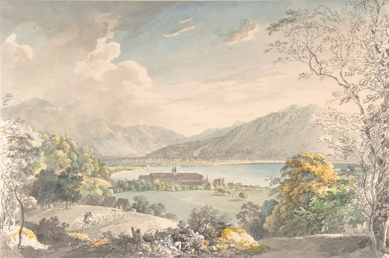 Blick auf das Kloster in Tegernsee von Nordosten von Johann Georg von Dillis