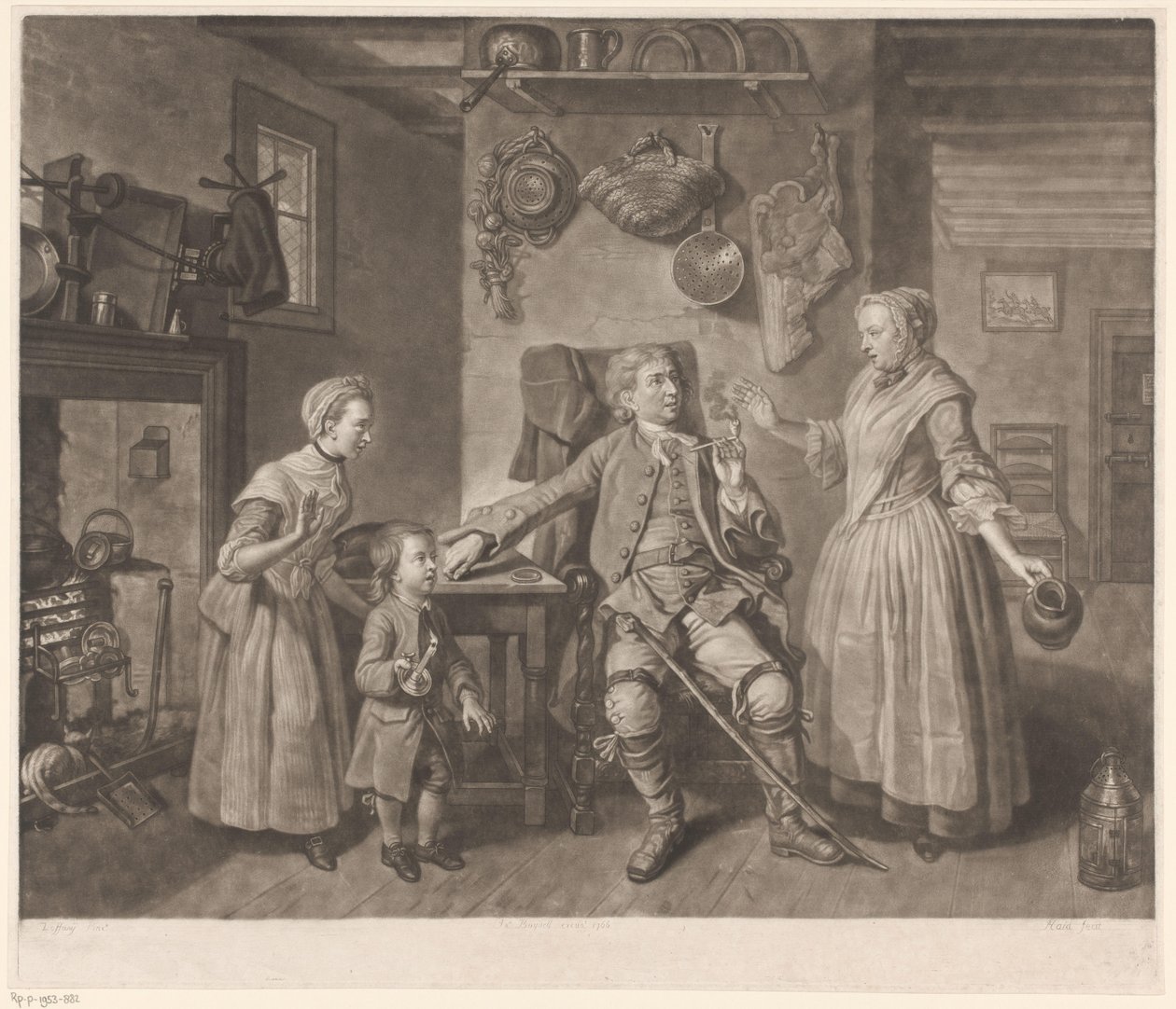 Porträt des Schauspielers David Garrick in der Rolle eines heimgekehrten Bauern von Johann Gottfried Haid