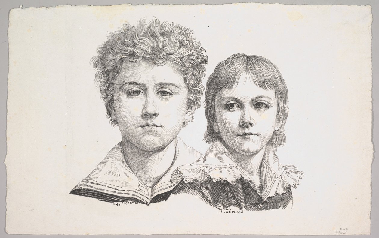 Porträt der Rabe-Kinder: Hermann, 14 Jahre alt und Edmond, 7 Jahre alt, verso: Proof vor Korrektur, 1822 von Johann Gottfried Schadow