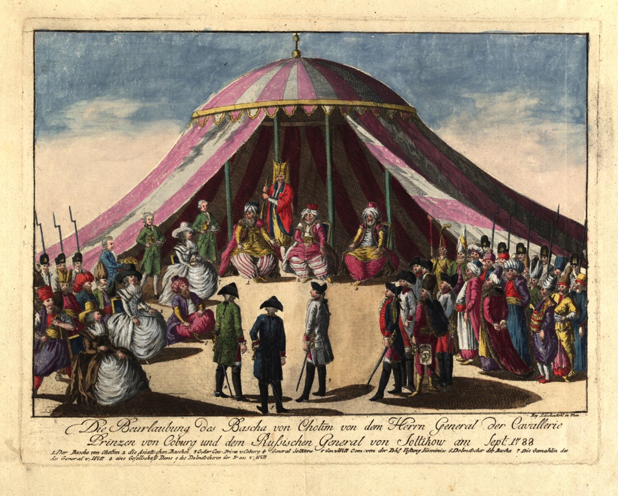 Die Absetzung des Paschas von Khotyn durch Prinz Josias von Sachsen-Coburg und General..., Sept 1788 von Johann Hieronymus Loeschenkohl