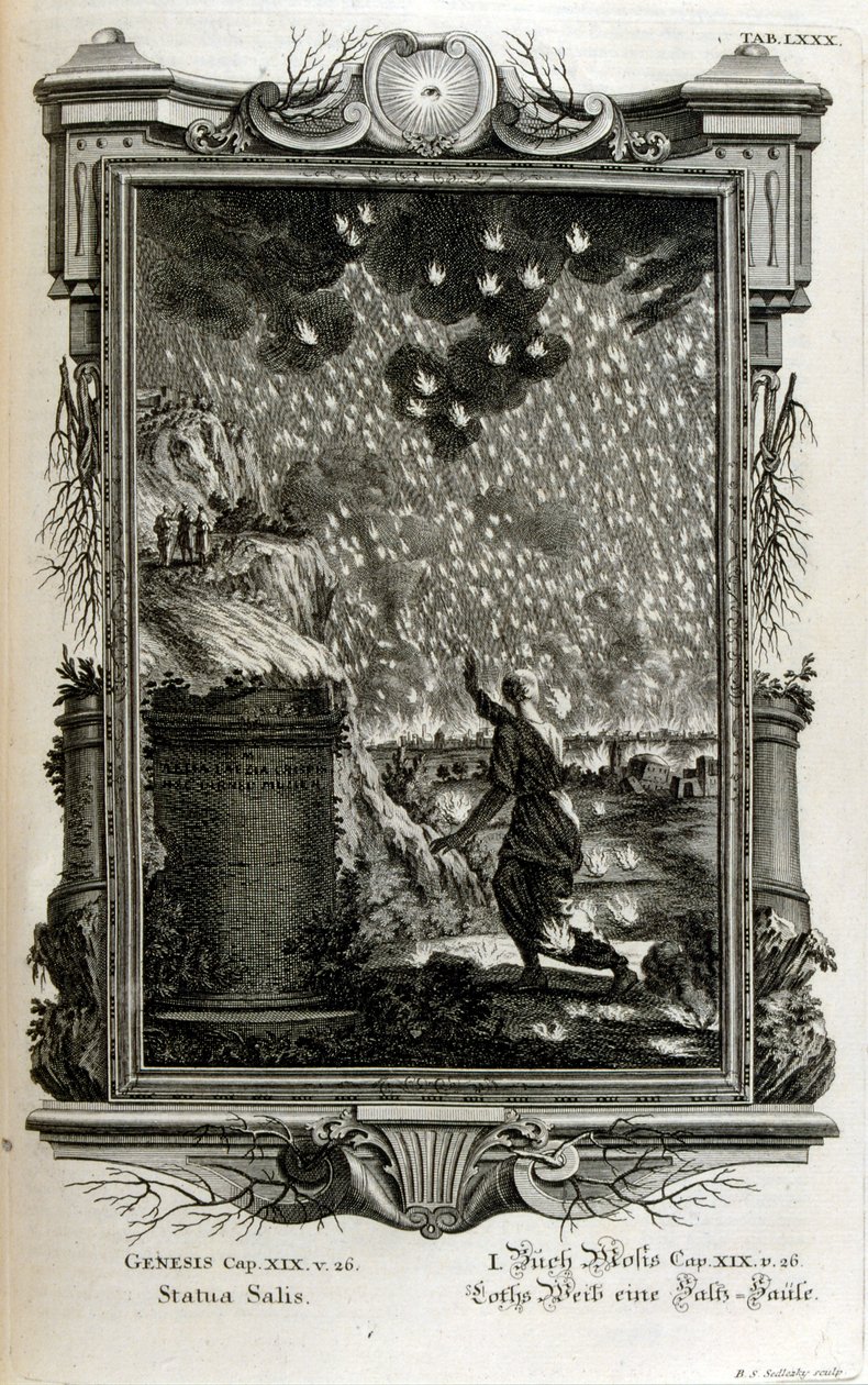 Lots Frau verwandelt sich in eine Salzsäule von Johann Jakob Scheuchzer