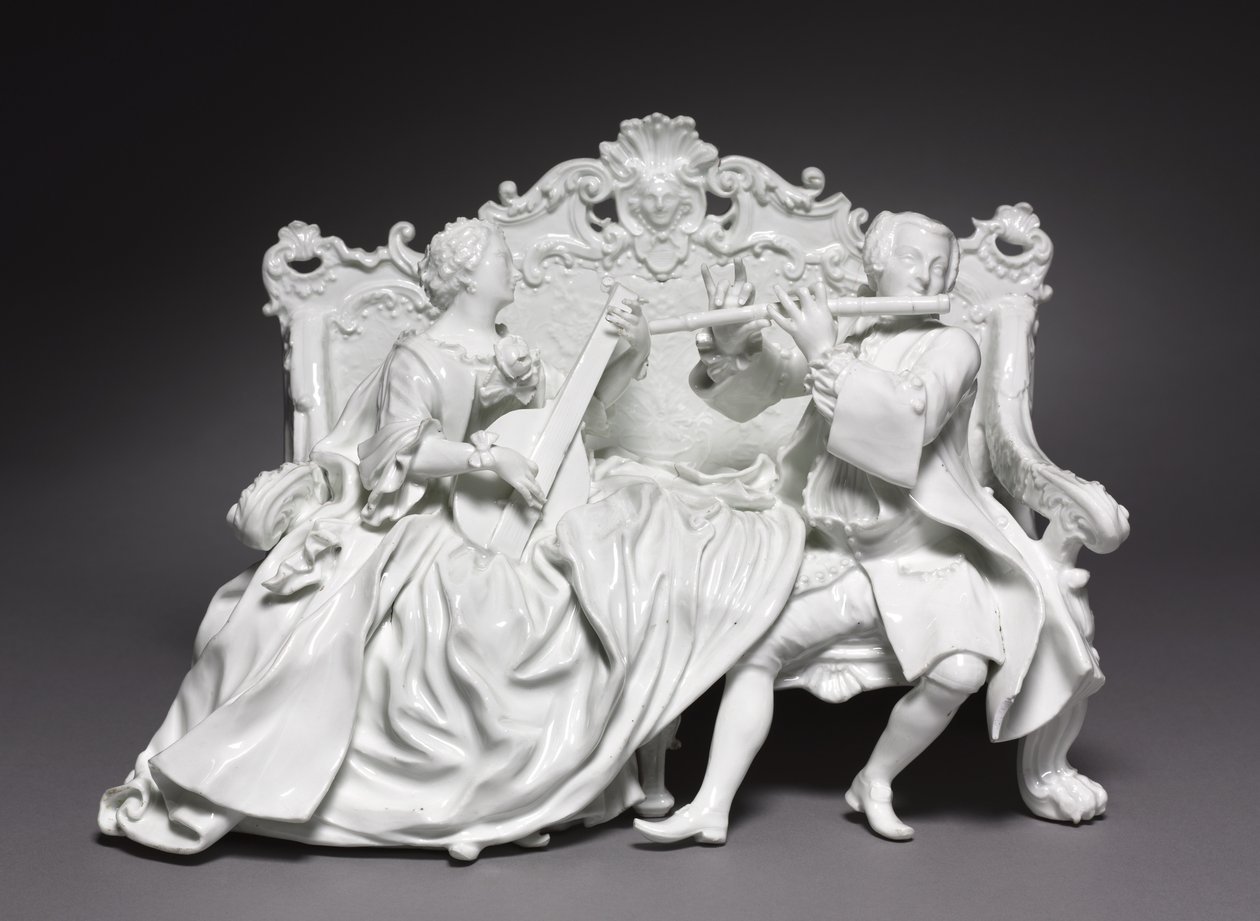 Crinoline-Gruppe: Musiker, Hersteller Meissener Porzellanmanufaktur, Deutschland, ca. 1737 von Johann Joachim Kändler