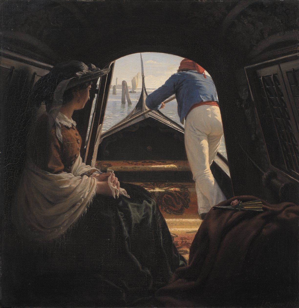 Eine Gondel von Johann Julius Exner: hochwertiger Kunstdruck