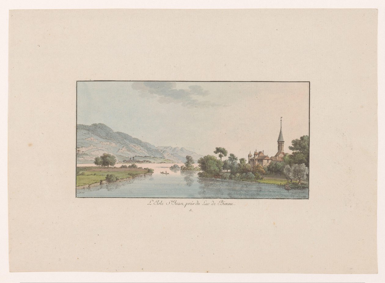 Ansicht der Insel Saint-Jean im Bielersee von Johann Ludwig Aberli