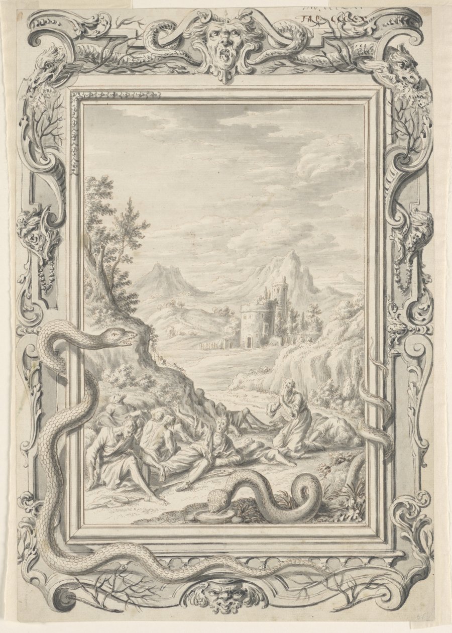 Studie für Schlangen, die die Sünder zerstören, Platte 360, Physica Sacra von Johann Melchior Füssli