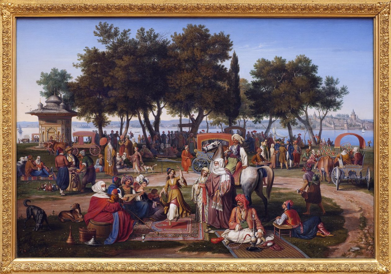 Süßwasser von Asien in Konstantinopel (heutiges Istanbul, Türkei). Gemälde von Johann Michael Wittmer (1802-1880) von Johann Michael Wittmer