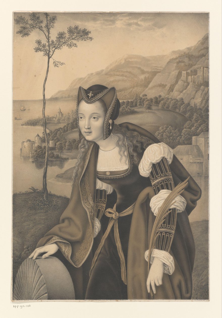Heilige Christina mit Mühlstein in einer Landschaft von Johann Nepomuk Strixner