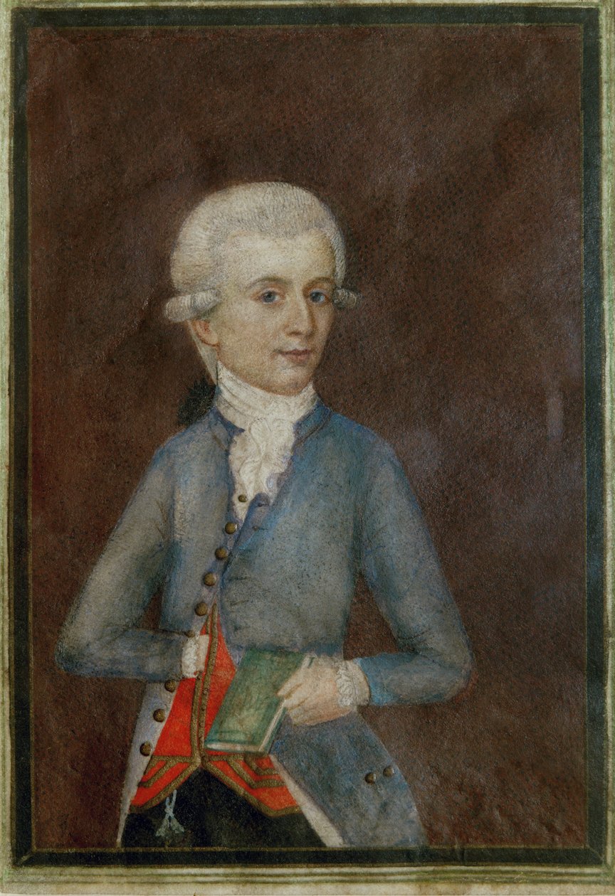Wolfgang Amadeus Mozart (Gouache auf Pergament) von Johann Nepomuk della Croce