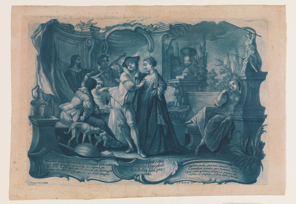 Der verlorene Sohn in Gesellschaft von Kurtisanen von Johann Philip Koch