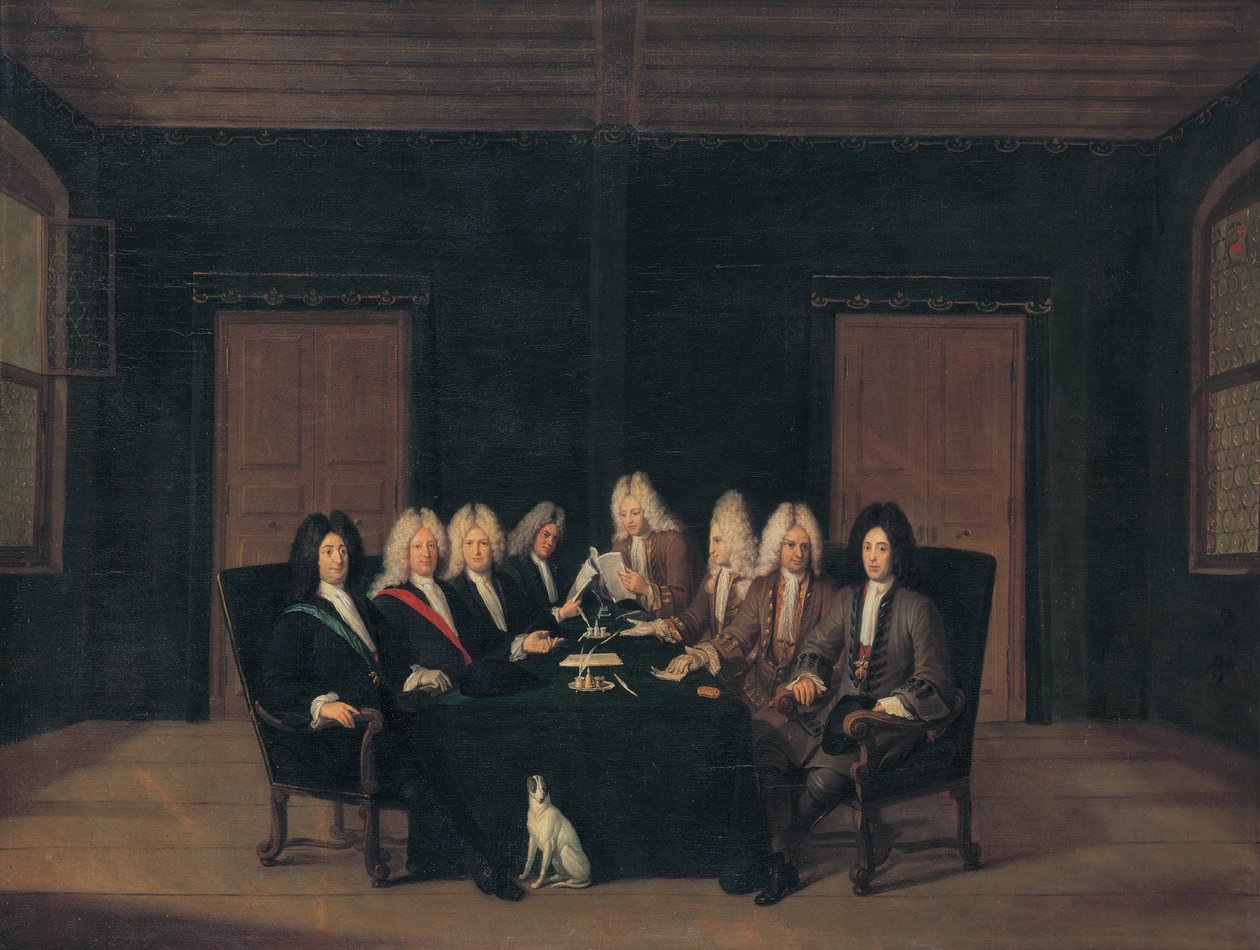 Die Gesandten des Friedenskongresses von Baden am 7. September 1714 von Johann Rudolf Huber