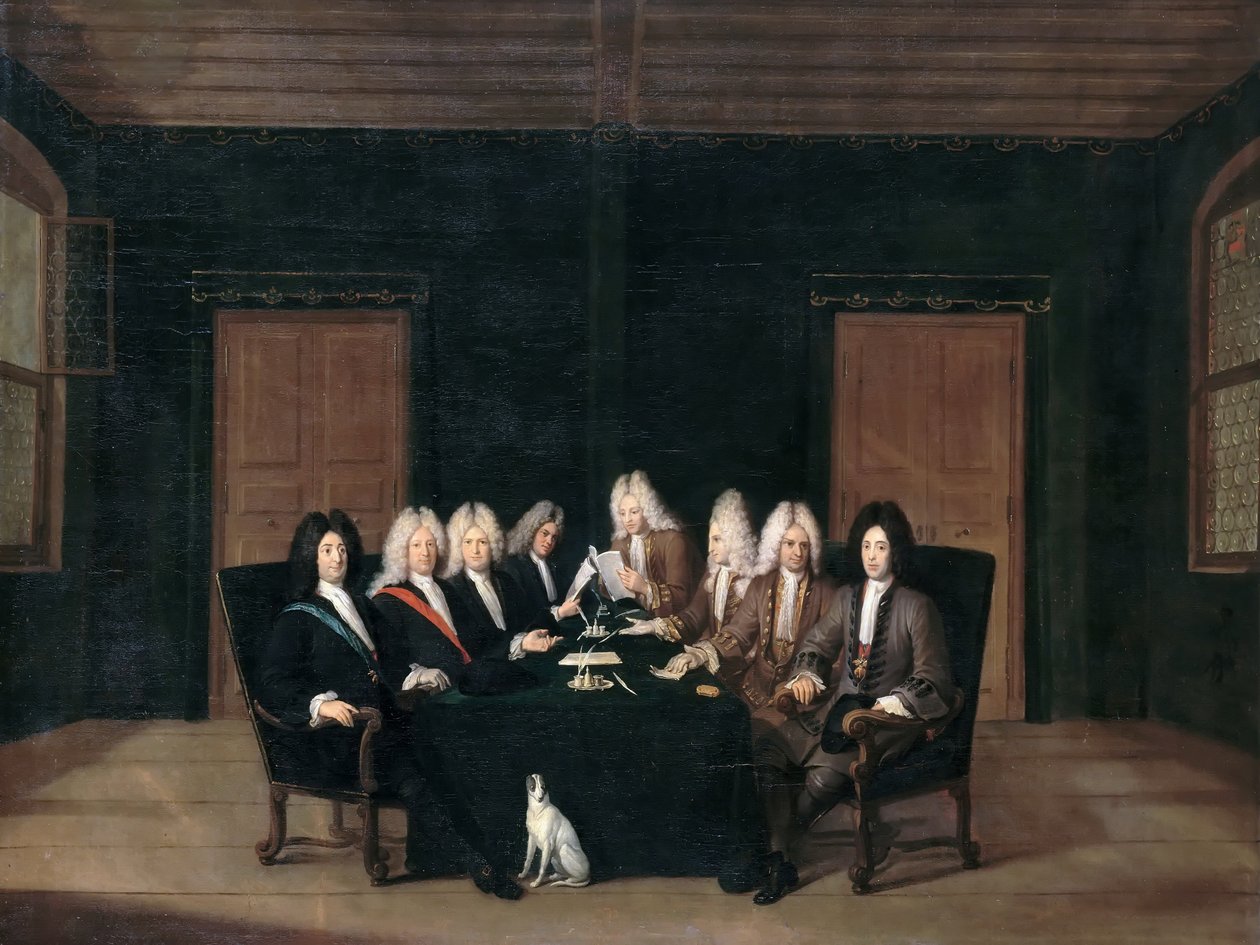 Die Gesandten des Friedenskongresses von Baden am 7. September 1714 von Johann Rudolf Huber