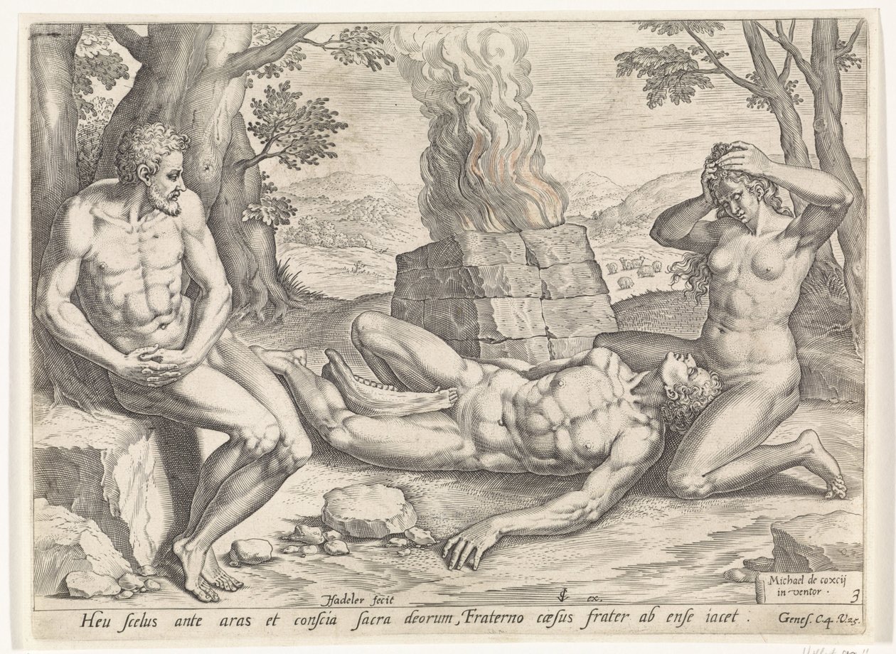 Eva trauert um den Tod Abels Geschichte von Kain und Abel (Serientitel) von Johann Sadeler (I)